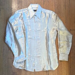Men's Tom Ford Gold Lame Tuxedo Shirt
